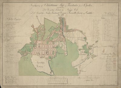 Ground Plan of Christiania City and Suburbs as well as Opsloe by Reichborn